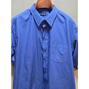 Puritan Dress Shirt Mens 18.5 Big Blue Wrinkle Free Short Sleeve Button Front